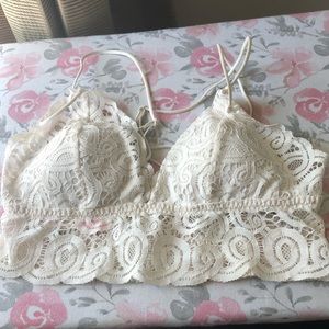 Pink White Crochet Lace Bralette